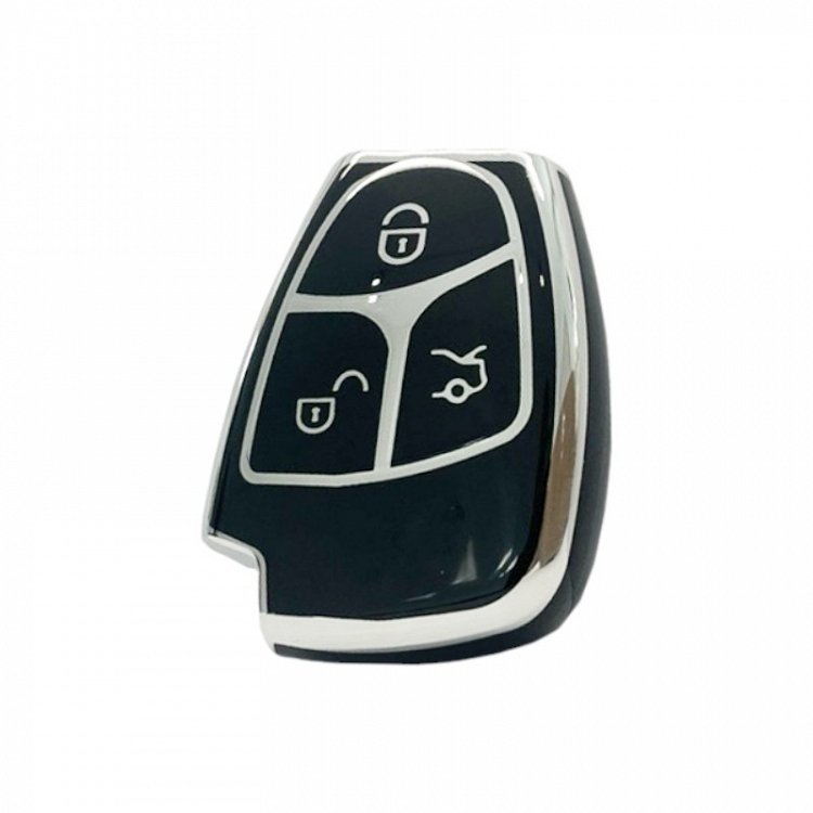 Θήκη Προστασίας (TPU) Mercedes με 3 Κουμπιά σε Μαύρο-Νικέλ Φινίρισμα