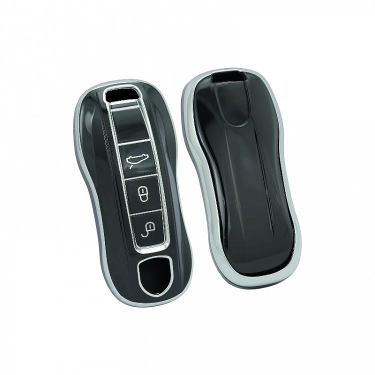 Θήκη Προστασίας (TPU) Porsche με 3 Κουμπιά σε Μαύρο-Νικέλ Φινίρισμα