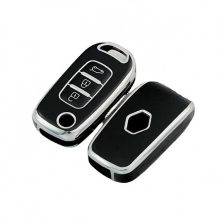 Θήκη Προστασίας (TPU) Renault με 3 Κουμπιά σε Μαύρο-Νικέλ Φινίρισμα