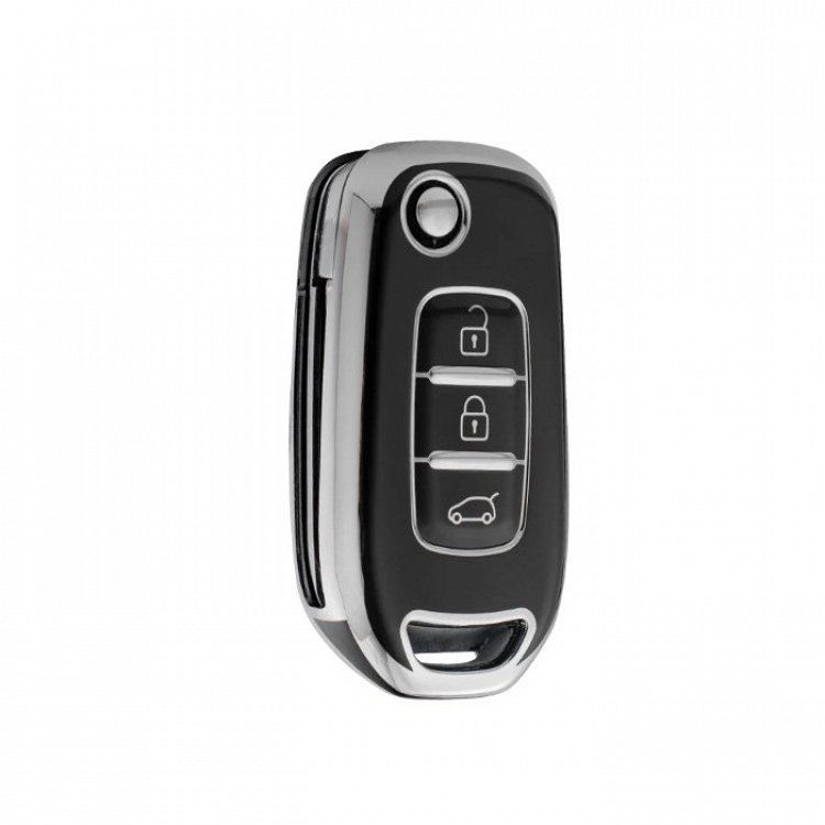 Θήκη Προστασίας (TPU) Renault με 3 Κουμπιά σε Μαύρο-Νικέλ Φινίρισμα