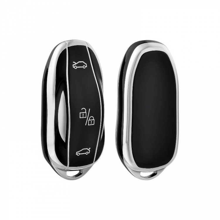 Θήκη Προστασίας (TPU) Tesla με 3 Κουμπιά σε Μαύρο-Νικέλ Φινίρισμα