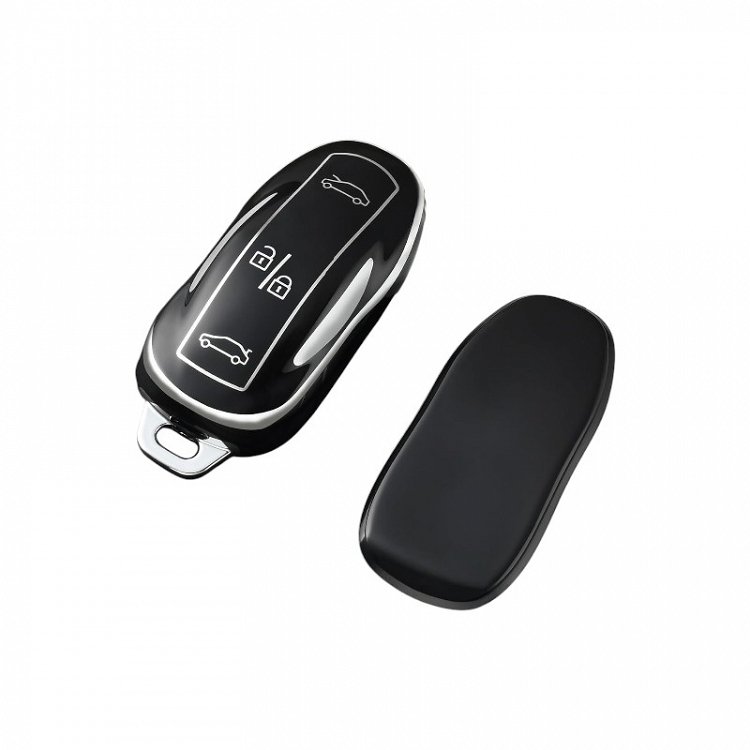 Θήκη Προστασίας (TPU) Tesla με 3 Κουμπιά σε Μαύρο-Νικέλ Φινίρισμα