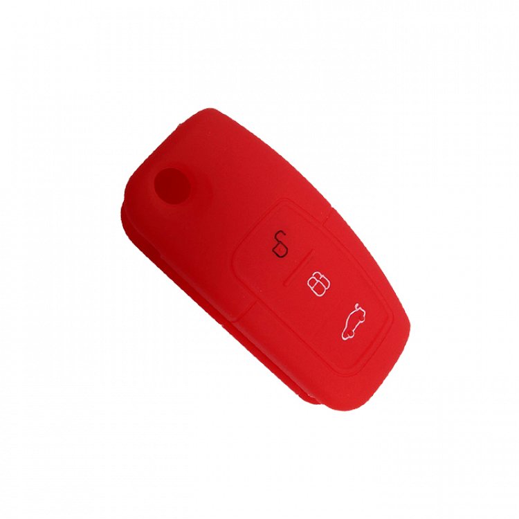 Θήκη Σιλικόνης αναδιπλούμενου κλειδιού Ford με 3 Κουμπιά κόκκινη