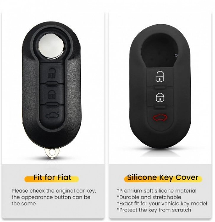 Θήκη Σιλικόνης Fiat/Lancia με 3 Κουμπιά μαύρη