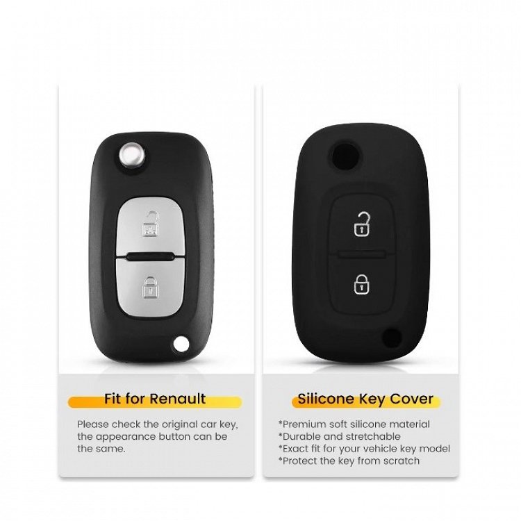 Θήκη Σιλικόνης Renault/Smart με 2 Κουμπιά μαύρη