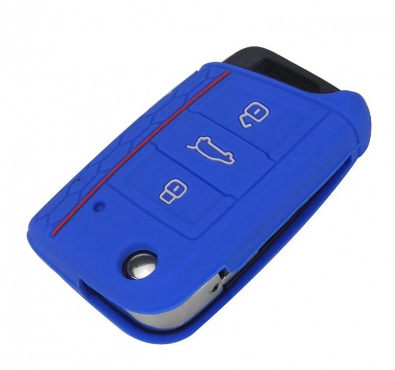 Θήκη Σιλικόνης Skoda/Seat/Volkswagen με 3 Κουμπιά μπλε