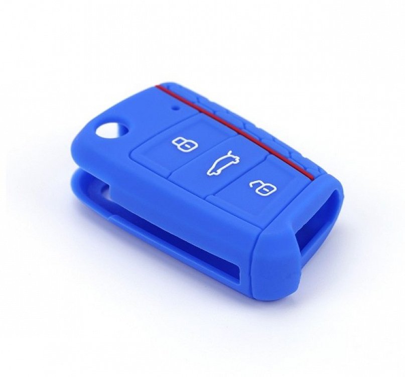 Θήκη Σιλικόνης Skoda/Seat/Volkswagen με 3 Κουμπιά μπλε