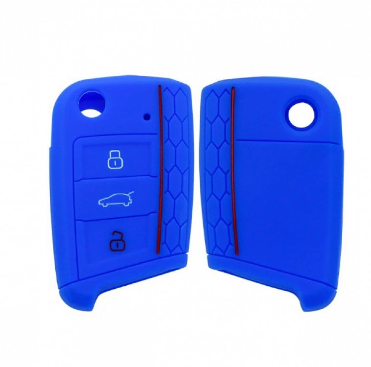 Θήκη Σιλικόνης Skoda/Seat/Volkswagen με 3 Κουμπιά μπλε