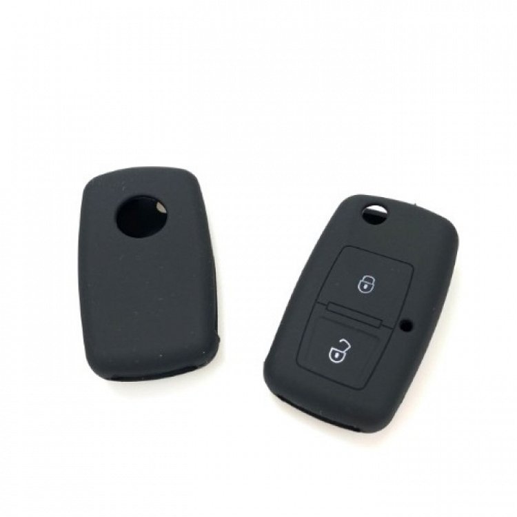 Θήκη Σιλικόνης Volkswagen/Seat/Skoda με 2 Κουμπιά μαύρη
