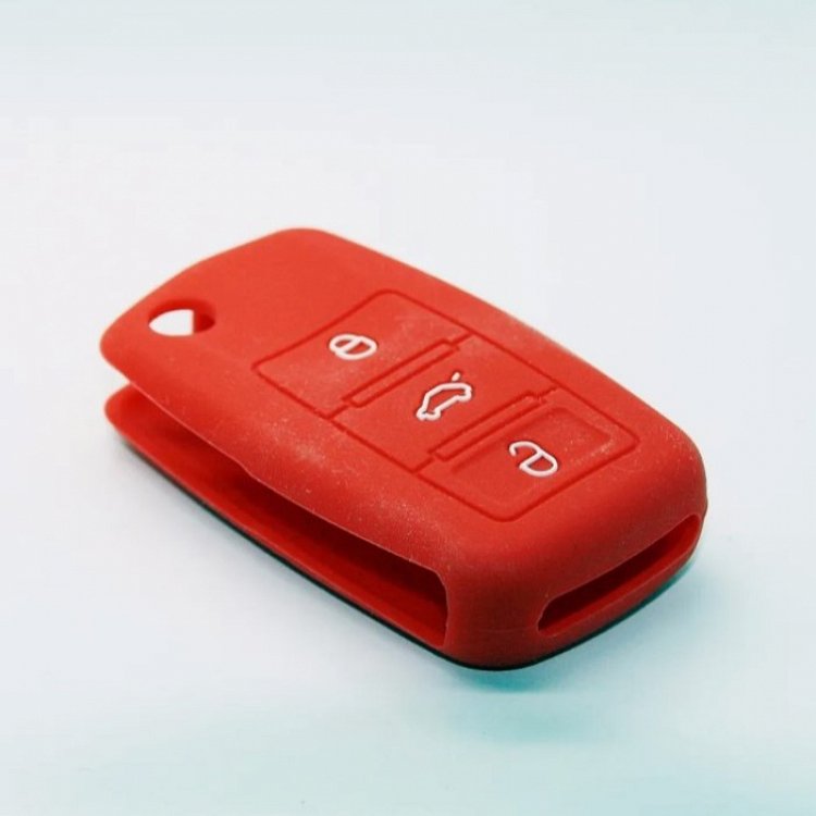 Θήκη Σιλικόνης Volkswagen/Seat/Skoda με 3 Κουμπιά κόκκινη