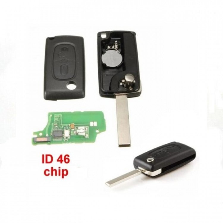 Τηλεχειριστήριο Citroen με ΙD46 chip και 2 Κουμπιά Αναδιπλούμενο