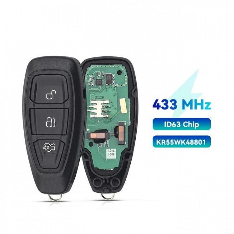 Τηλεχειριστήριο Ford με ID63+ Chip λάμα HU101 και 3 κουμπιά (Keyless)
