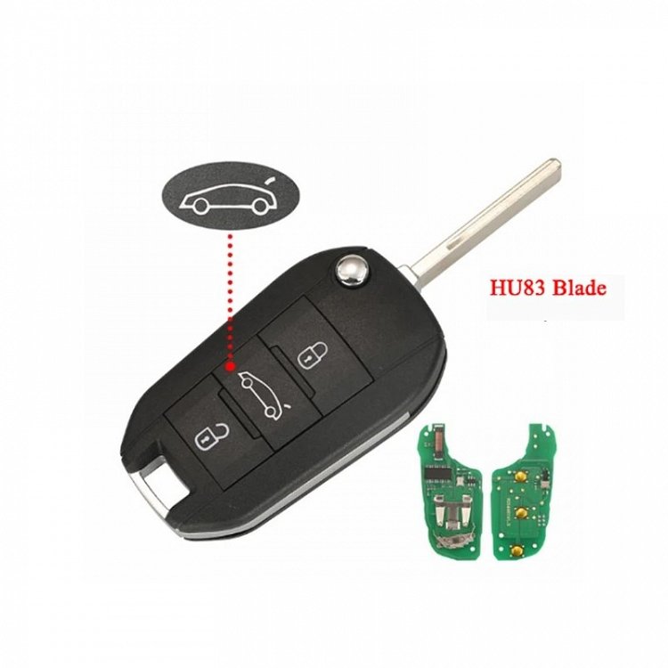 Τηλεχειριστήριο Peugeot με 3 κουμπιά και λάμα HU83