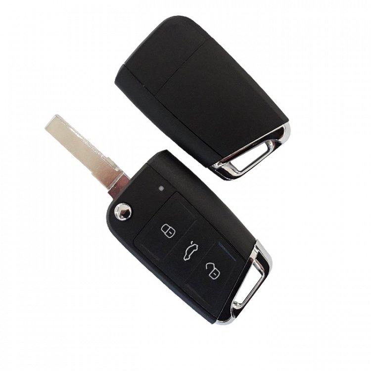 Τηλεχειριστήριο Megamos AES MQB Chip (KEYLESS) τύπου Group Vag με 3 κουμπιά και λάμα HU66 αναδιπλούμενο