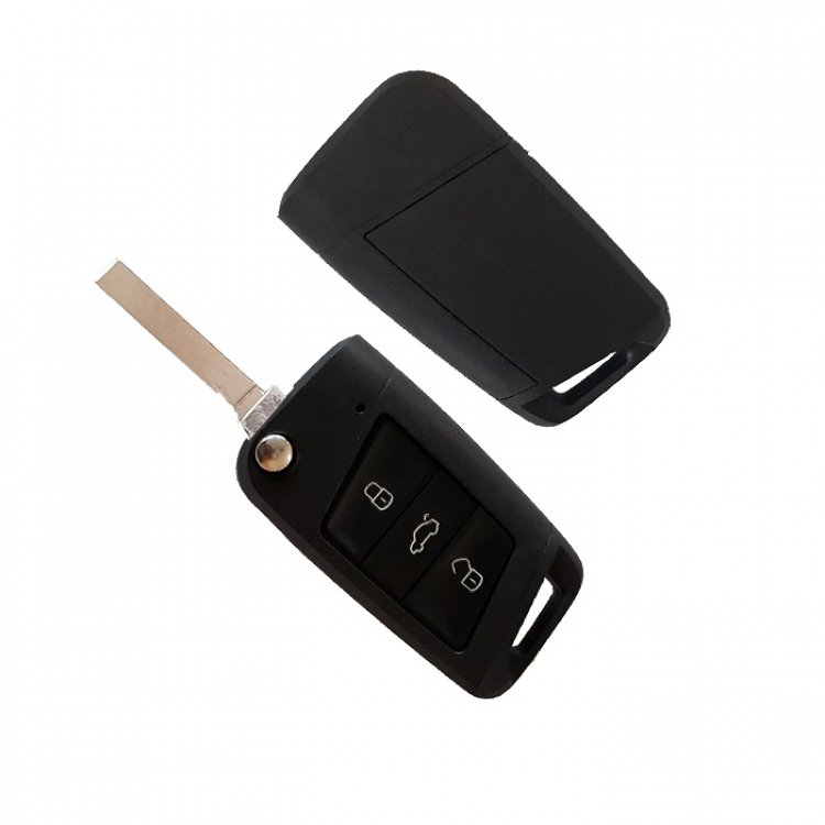 Τηλεχειριστήριο Megamos AES MQB Chip τύπου Group Vag με 3 κουμπιά και λάμα HU162 αναδιπλούμενο