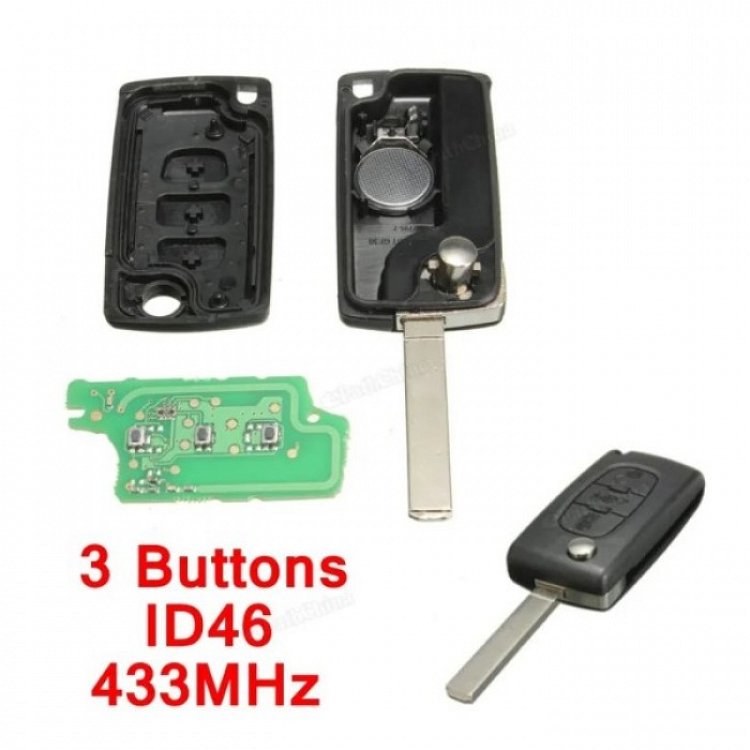 Τηλεχειριστήριο Peugeot με 3 Κουμπιά Αναδιπλούμενο