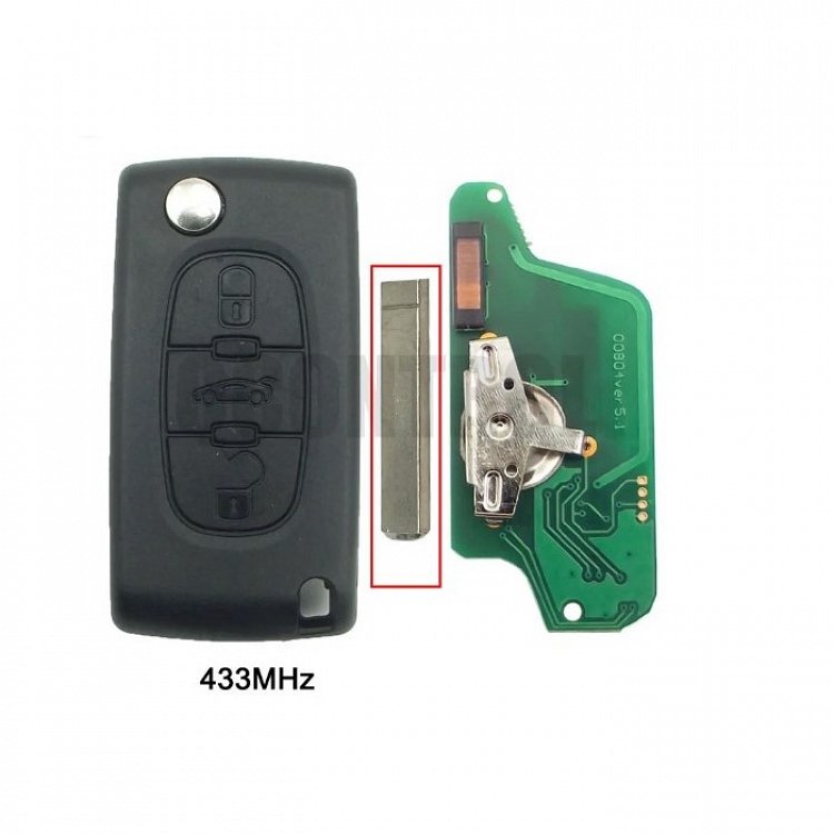 Τηλεχειριστήριο Peugeot με 3 Κουμπιά Αναδιπλούμενο