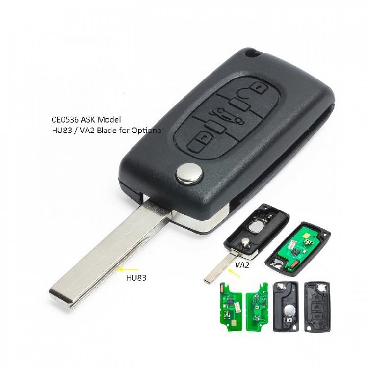 Τηλεχειριστήριο Peugeot με 3 Κουμπιά Αναδιπλούμενο