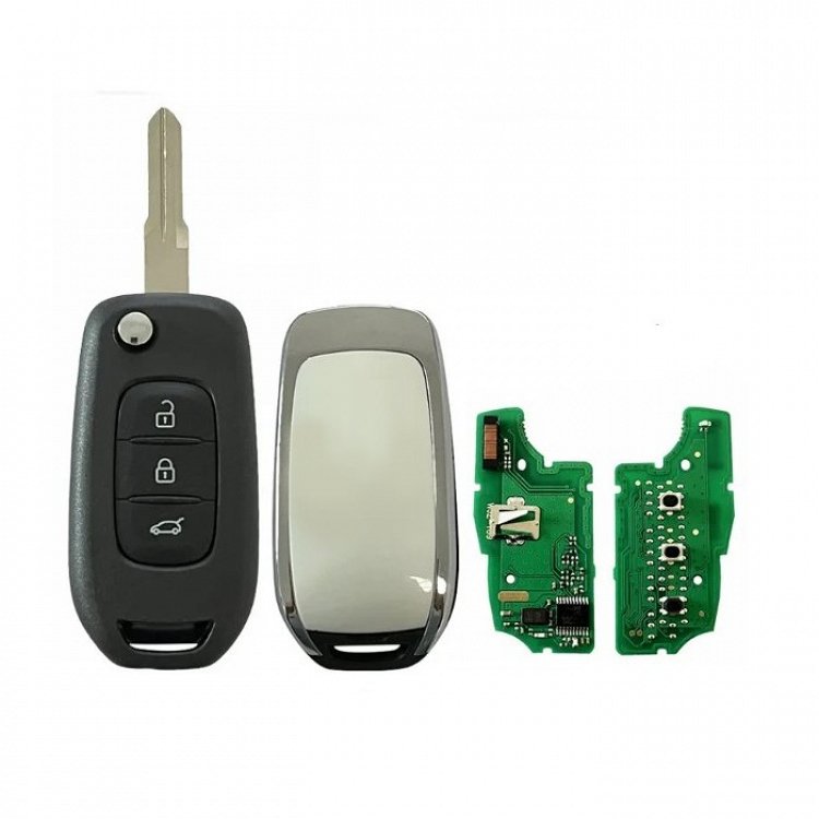 Τηλεχειριστήριο τύπου Renault (PCF7961M HITAG AES CHIP) με λάμα VA2 και 3 κουμπιά