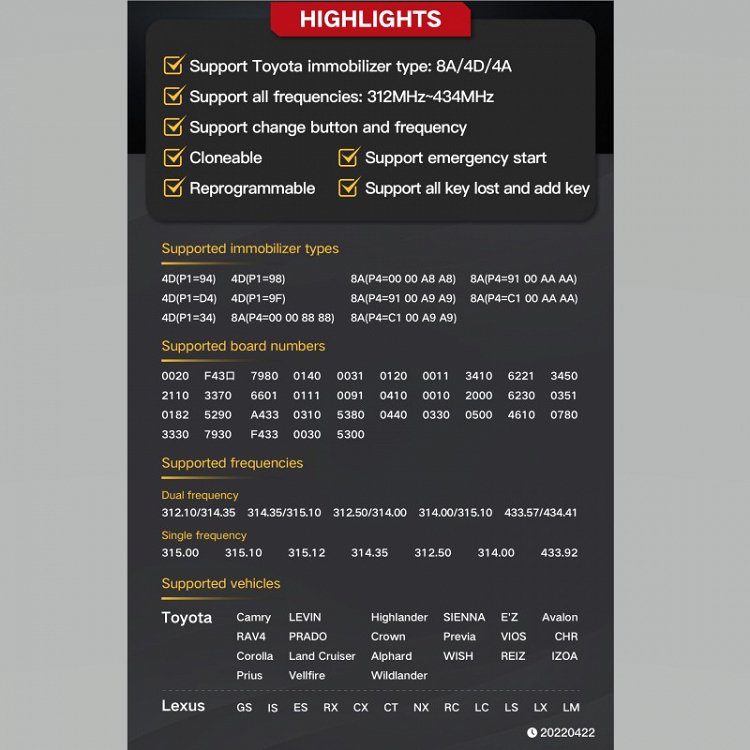 Τηλεχειριστήριο XHORSE VVDI TYPE XSTO01EN με 3 κουμπιά για Toyota και Lexus