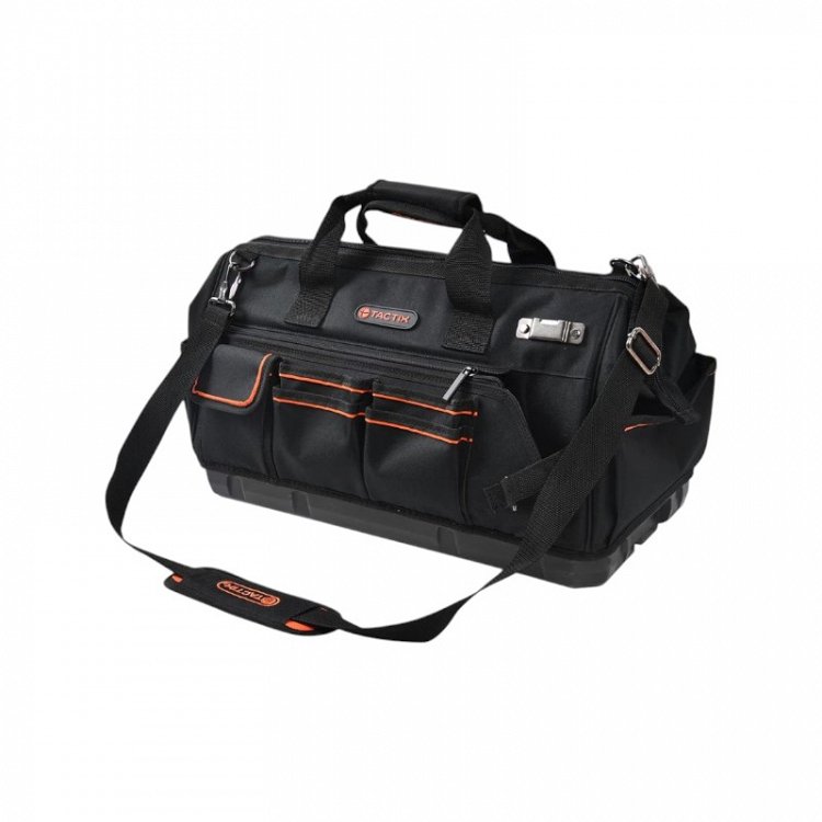 Τσάντα Εργαλείων Tactix Μαύρη με Φερμουάρ Και Θήκες
