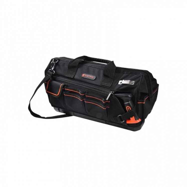 Τσάντα Εργαλείων Tactix Μαύρη με Φερμουάρ Και Θήκες