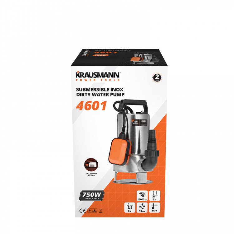 Υποβρύχια Αντλία INOX Ακάθαρτων Υδάτων 750W Krausmann (4601)