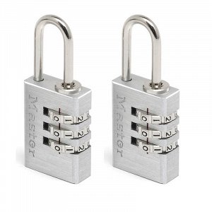 Σετ 2 λουκέτα αποσκευών συνδυασμού 3 ψηφίων με μεταλλικό φινίρισμα 20mm, MASTERLOCK - ΛΟΥΚΕΤΑ ΣΥΝΔΥΑΣΜΟΥ