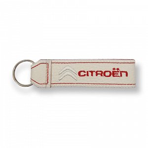 Δερμάτινο Κεντητό Μπρελόκ CITROEN Λευκό