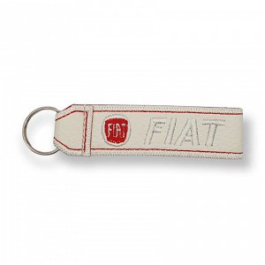 Δερμάτινο Κεντητό Μπρελόκ FIAT Λευκό