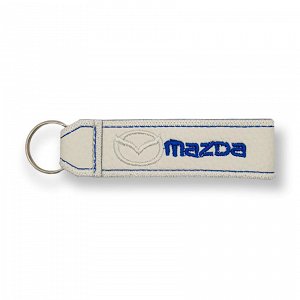 Δερμάτινο Κεντητό Μπρελόκ MAZDA Λευκό