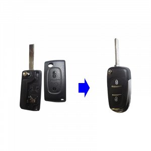 Κέλυφος Μετατροπής Κλειδιού Citroen Αναδιπλούμενου με 2 Κουμπιά σε νέου με Νίκελ Φινίρισμα τύπου DS3