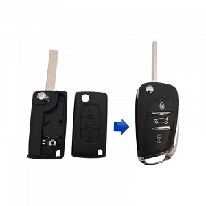 Κέλυφος Μετατροπής Κλειδιού Citroen Αναδιπλούμενου με 3 Κουμπιά σε νέου με Νίκελ Φινίρισμα τύπου DS3