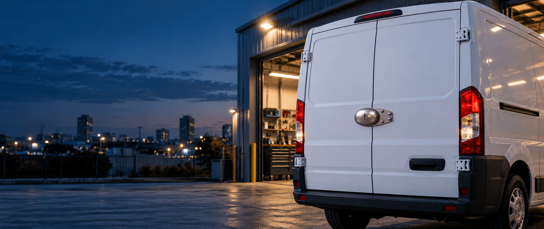 VIRO VAN LOCK 4222 σε πίσω πόρτα λευκού van — ασφάλεια φορτηγών και van