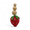 Χειροποίητο Πλεκτό Μπρελόκ Φράουλα με Ξύλινες Χάντρες