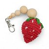 Χειροποίητο Πλεκτό Μπρελόκ Φράουλα με Ξύλινες Χάντρες