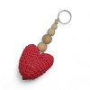 Χειροποίητο Πλεκτό Μπρελόκ Καρδιά με Ξύλινες Χάντρες