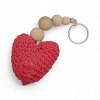 Χειροποίητο Πλεκτό Μπρελόκ Καρδιά με Ξύλινες Χάντρες