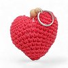 Χειροποίητο Μπρελόκ Πλεκτή Καρδιά με Ξύλινες Χάντρες